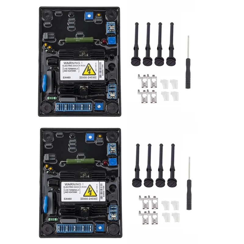 2X Gray Capacitor Brushless Generator Automatic Voltage Regulator Board AVR Voltage Regulator SX460