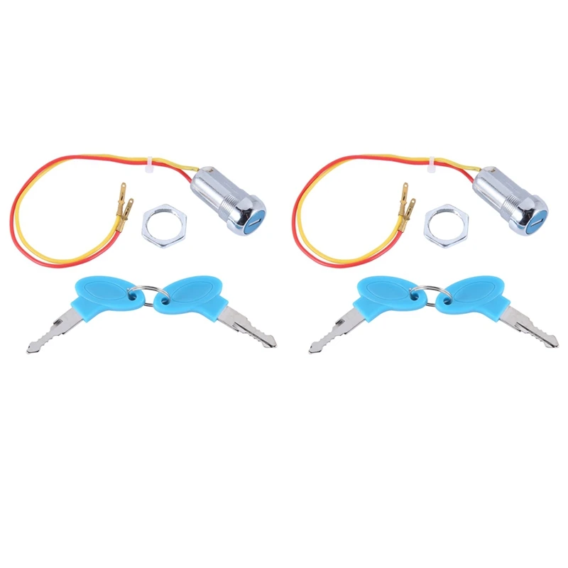 

2X Universal Starting Switch Key Lock Wires Ignition Power Keys Switch For Electric Bike Scooters E-Bike