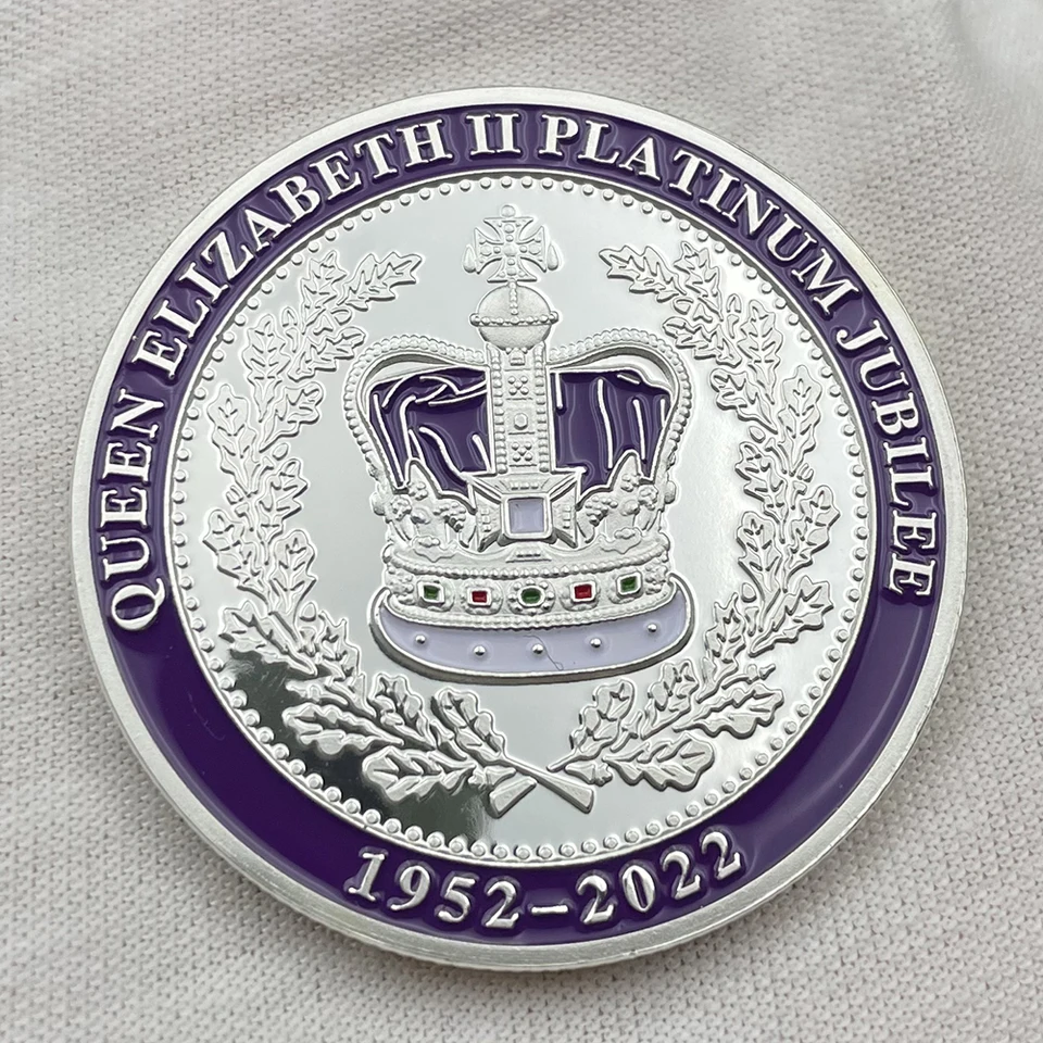 Queen Elizabeth II Platinum Jubilee Silver Coin 1952-2022 Purple