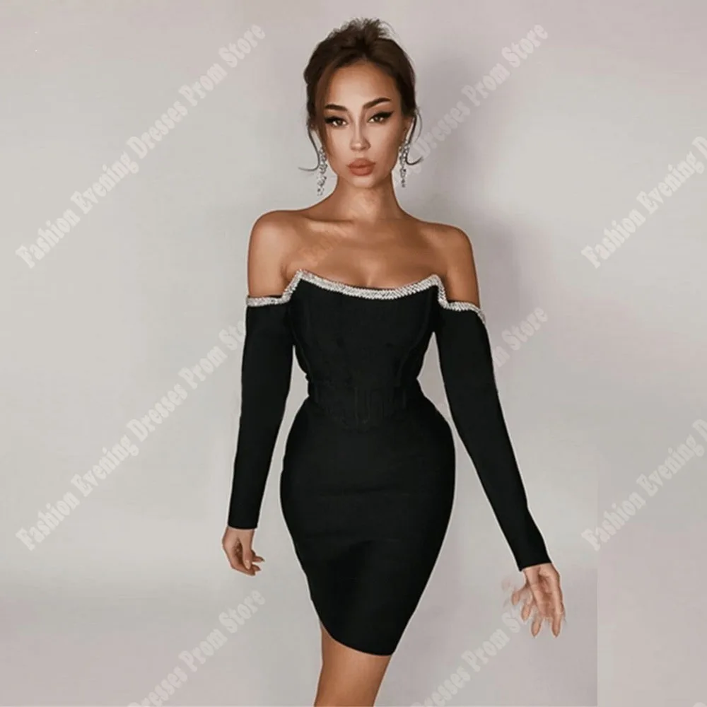 Mini robe de soirée sirène noire pour femmes, robes de Rhformelles, sexy, luxe, fête de Dubaï, début de la saison scolaire, 2024