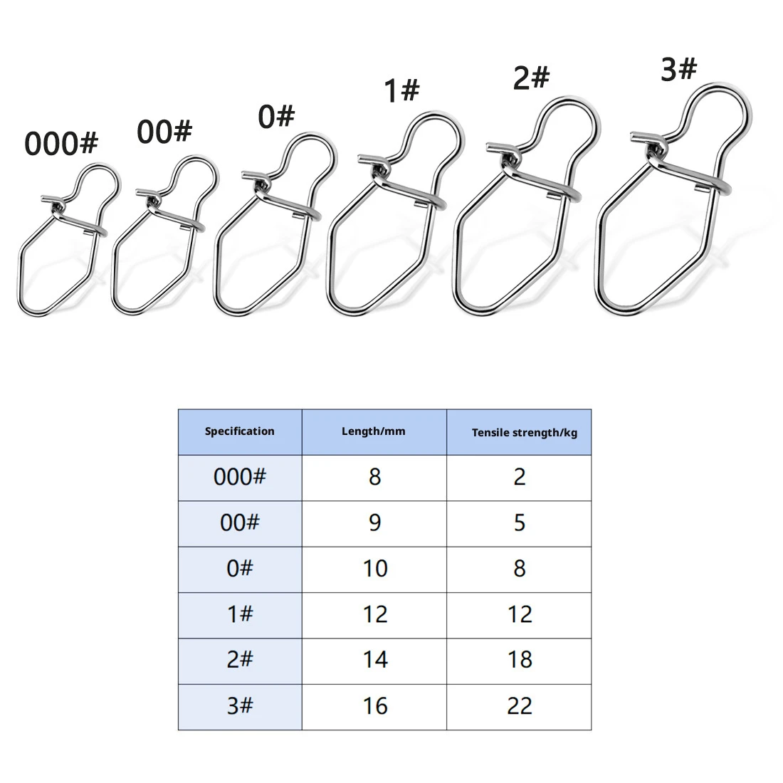 50 Pcs Stainless Steel Fishing Snap Swivels , Lure Connectors, Double-Lock Snap Swivels , Suitable for Freshwater Wobblers