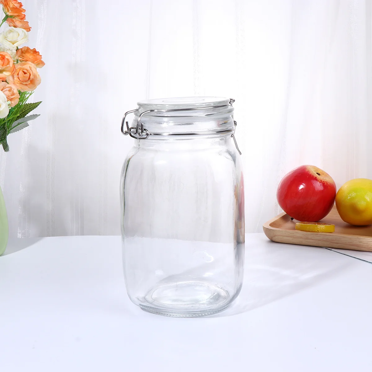 

1500Ml Glass Sealed Storage Tank Thickened Buckle Airtight Container for Kitchen Refrigerator Dry Food Preservation Candy