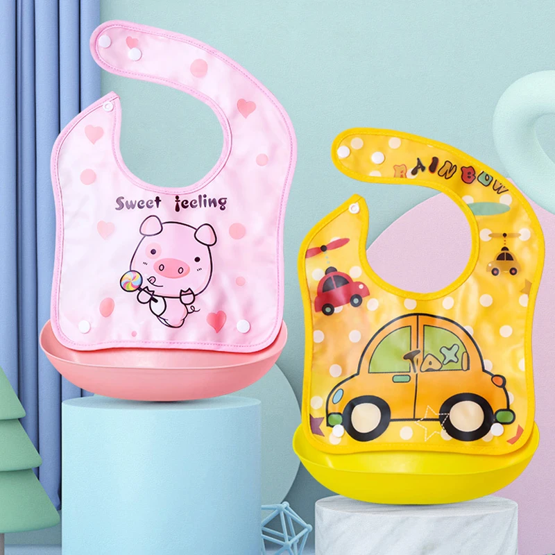 Baby Waterproof Bibs Silicone Feeding Baby Saliva Towel Newborn Cartoon Aprons Baby Bibs Adjustable Feeding Apron Saliva Bandana