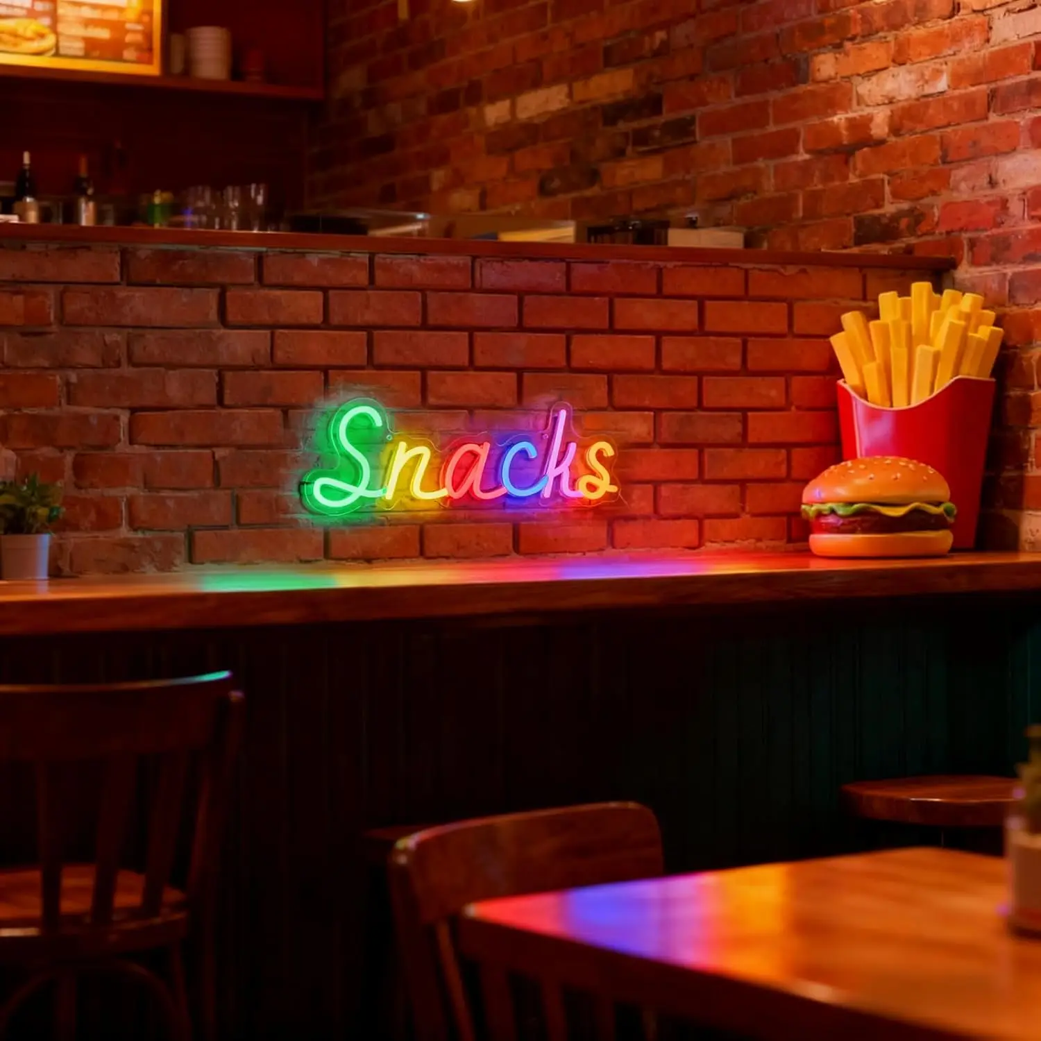 Snacks Neon Sign, Snack Bar Sign voor Wall Decor, Candy Shop Movie Theater Decor, Dimbaar USB Powered Kleurrijk
