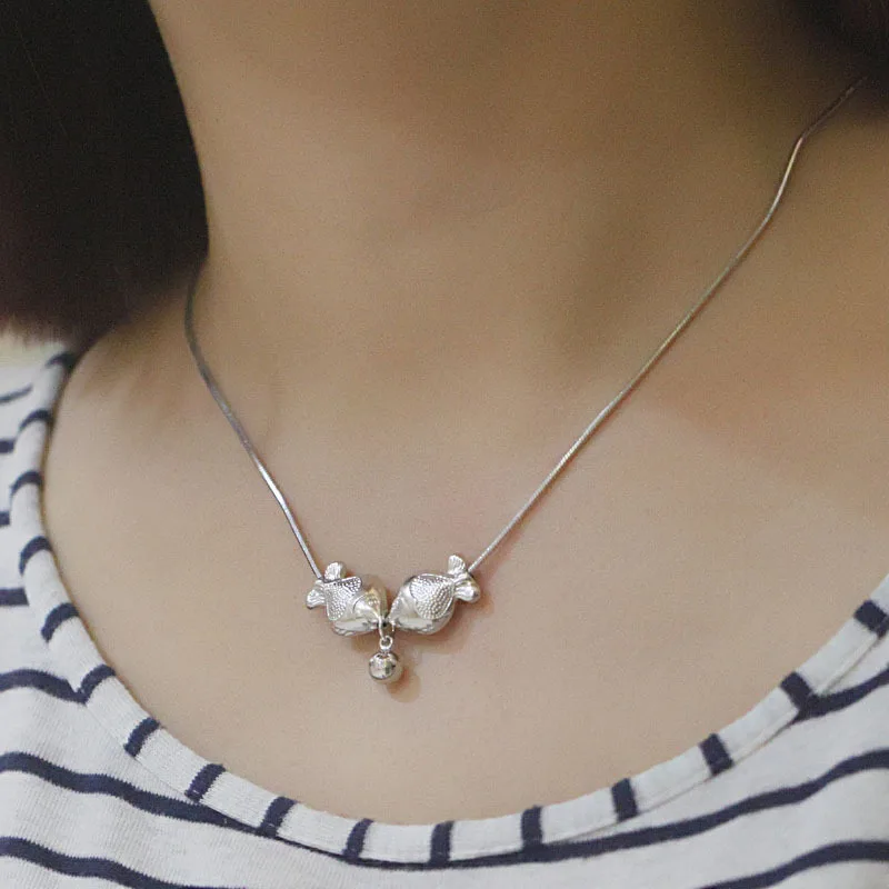 

Женское ожерелье 99, серебряные украшения в виде рыб, ключица, японская цепочка на шею