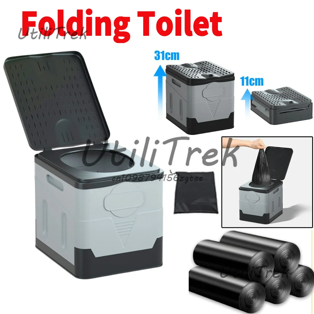 

Portable Folding Toilet for Outdoor Camping Potty Collapsible Car Toilet Bucket for Adults Kids Cover Design Seat Toilet