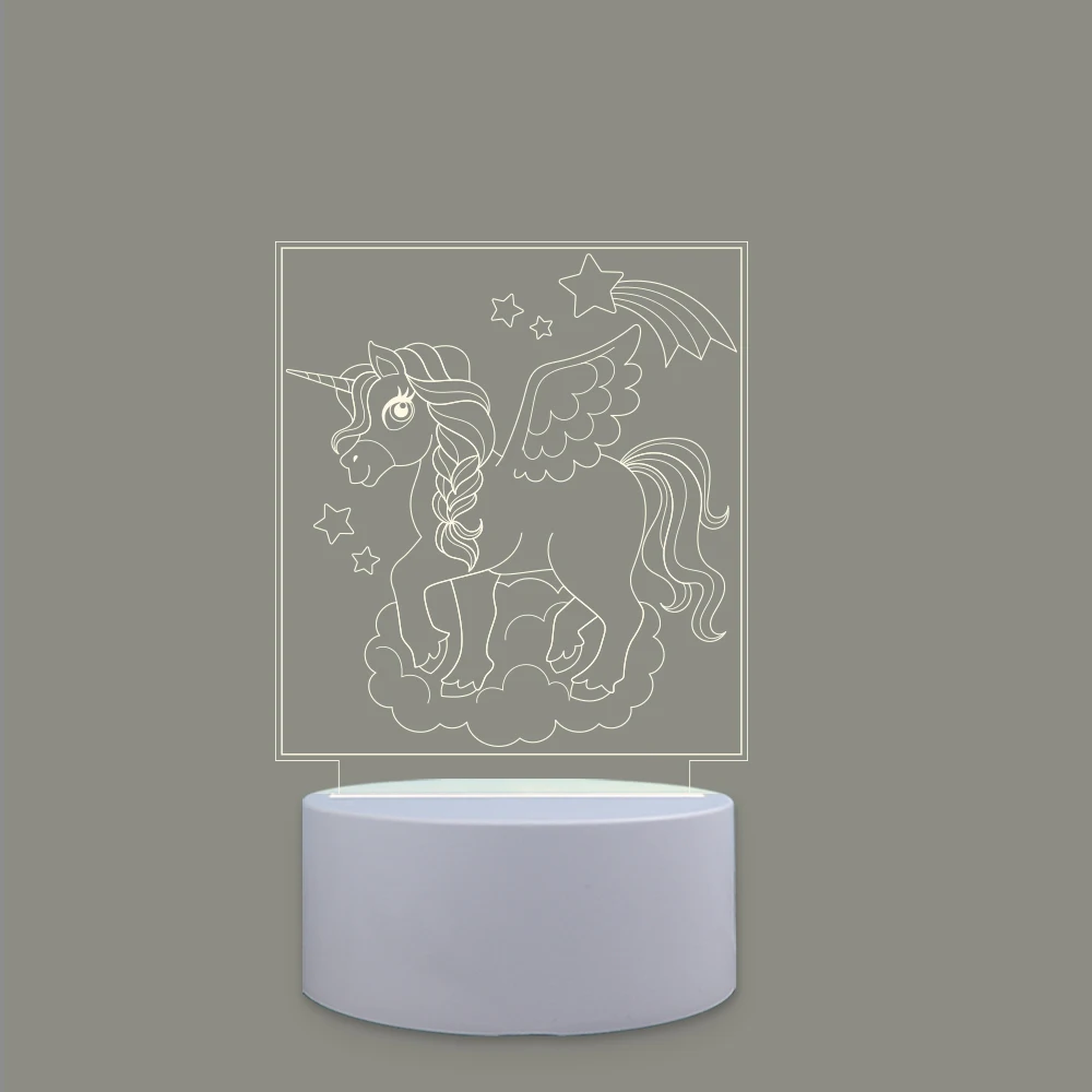 Unicorn 3D Night Light Children's Lamp for Home Room Decoration Nightlight Home Decor Christmas Gift