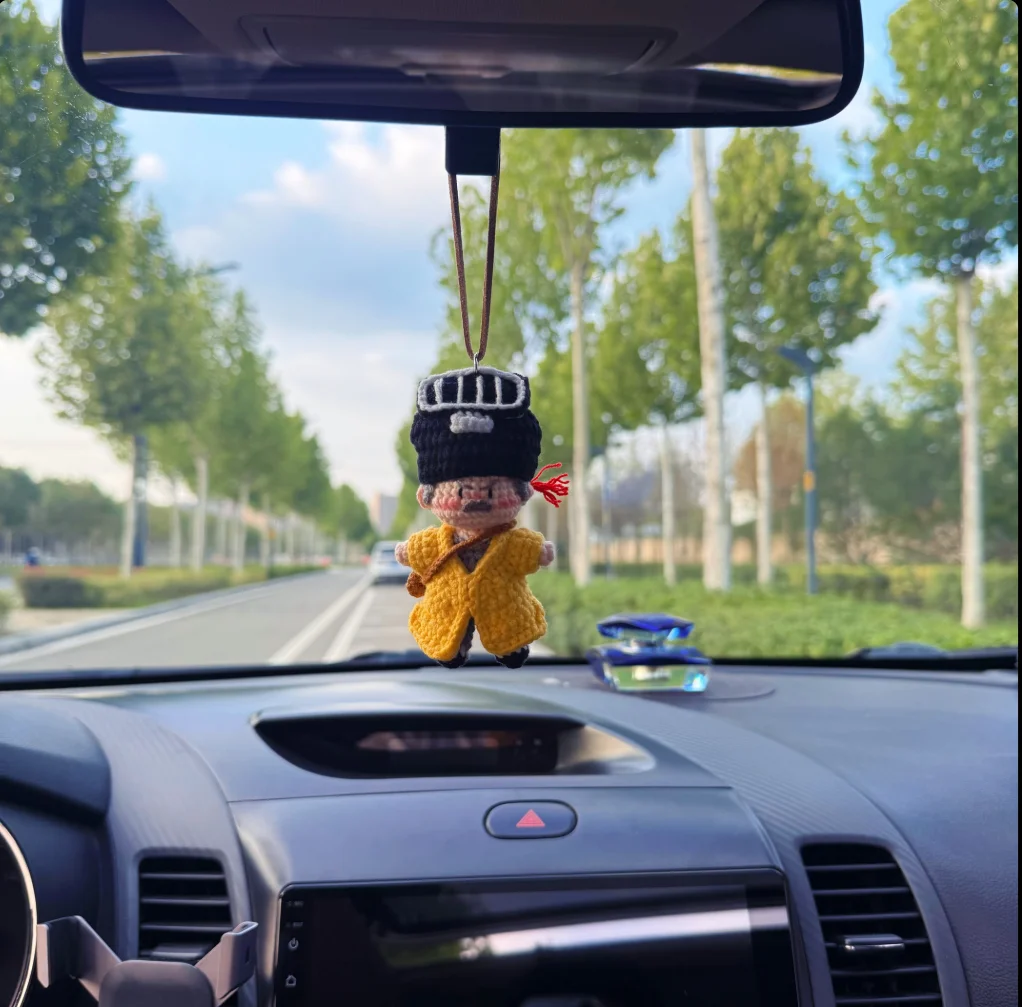 Fertige handgehäkelte zombie road chief Lin Zhengying anhänger auto rückspiegel dekoration auto anhänger