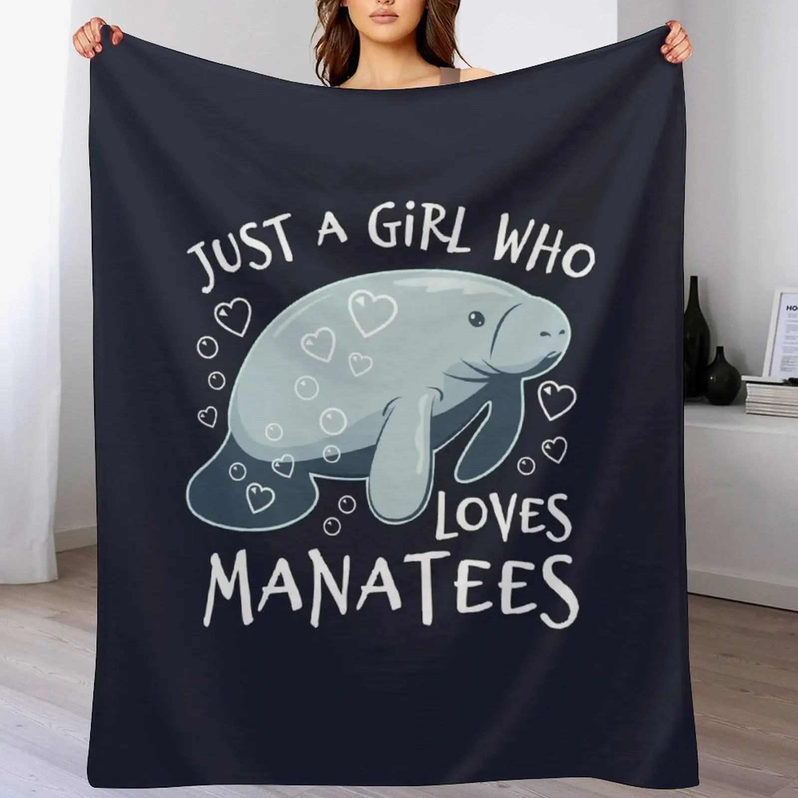 Just A Girl Who Loves Manatees - Cute Manatee Throw Blanket Soft Beds warm winter Plaid on the sofa Plush Blankets