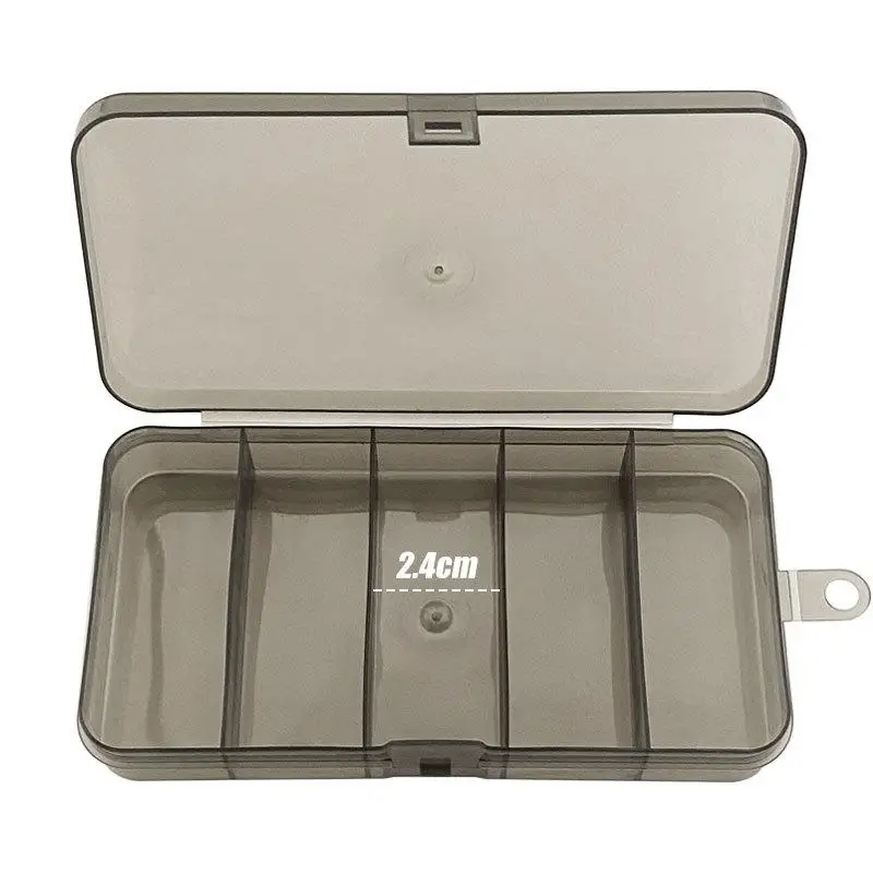 

{MX} 2Pcs 5 Grids Plastic Lure Fishing Tackle Box Portable Transparent Fish Bait Storage Box Hangable Fishing Tool Case
