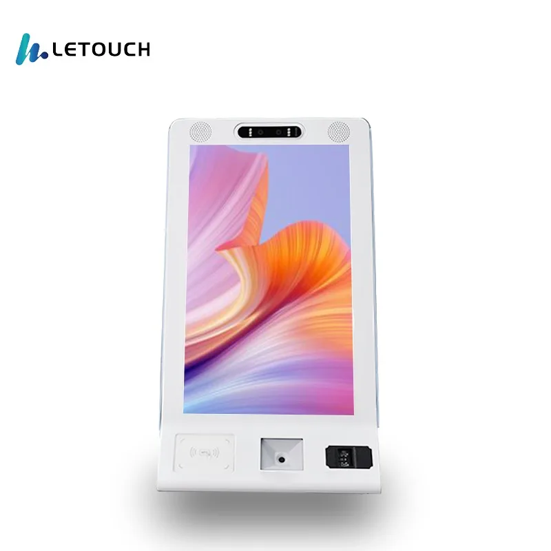 15.6 Inch Desktop Touchscreen with Fingerprint Sensor QR Code Scanning Facial Recognition Multi-functional Self-Service Terminal
