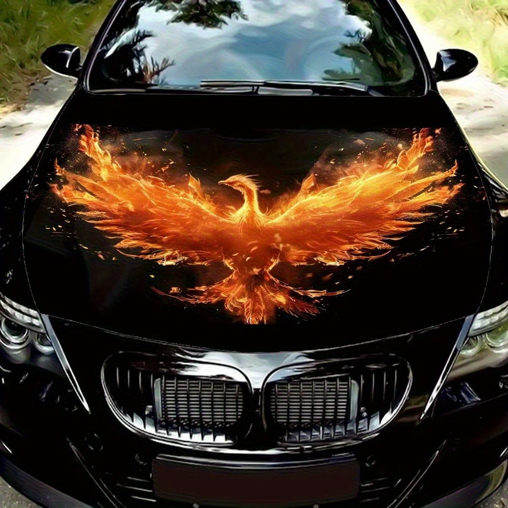 Phoenix Rising From The Ashes Car Hood Decal Sticker, Durable Car Vinyl Wraps Suitable For Most Vehicles, Car Engine Hood Protec