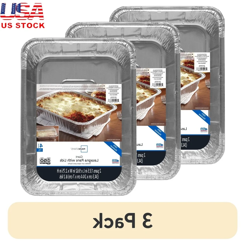 3er-Pack Einweg-Lasagne-Pfanne aus Aluminium mit Deckel, tiefe Seitenwände, leicht zu reinigen, umweltfreundliche Behälter, Partys, Versammlungen, Feiertage