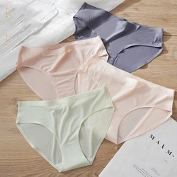 M-XL Seamless Ice Silk Women Panties Sexy Briefs Intimate 7 Solid Color Ultra-thin Breathable Panty Underwear For Girls Lingerie