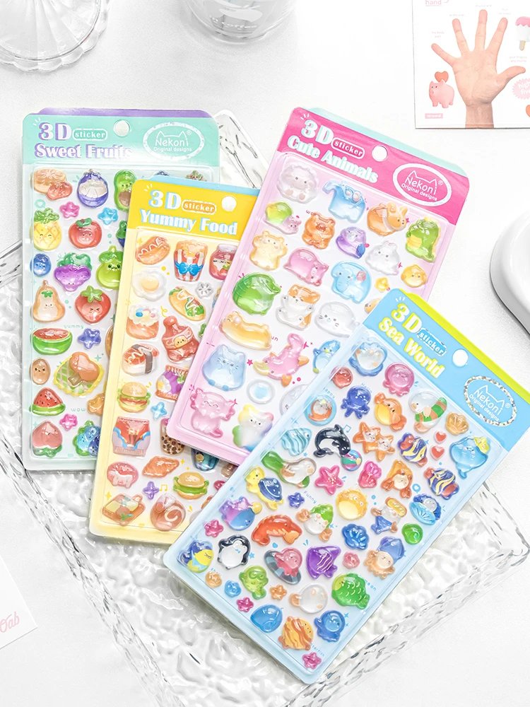 3D Snack Foods Tier Niedliche Relief Aufkleber für Telefon Tasse Dekor Scrapbooking Handwerk Liefert DIY Edelstein Kristall Hobby Aufkleber