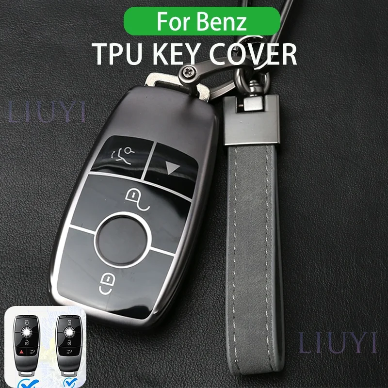 

For Mercedes Benz A E S G Class Key Case GLB GLS GLC CLA CLS Soft TPU Key Case Buckle Metallic Gray Case Car Interior Accessorie