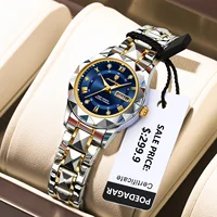 POEDAGAR, reloj elegante de lujo para mujer, reloj de pulsera luminoso resistente al agua con fecha semanal para mujer, relojes de cuarzo de acero inoxidable a la moda para mujer