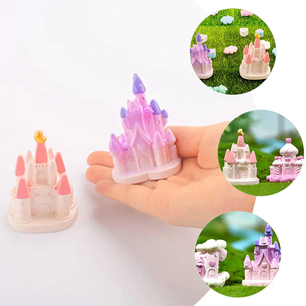 

2PCS Castle Decor Miniature Fairy Castle Plastic Statues Imitation Cottage Mini Garden Accessory Outdoor Decor L