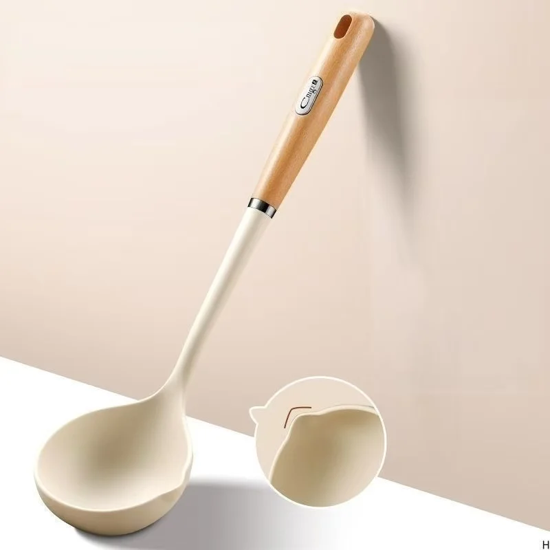 Large Silicone Soup Spoon for Home Use Food Grade Non-Stick Pot Long Handle Porridge Spoon High End Stylish Kitchen Tool
