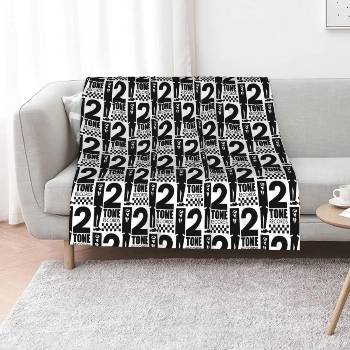 2 Tone Records T Black and White Throw Blanket Spring Fall Cozy Throw Blanket for Couch