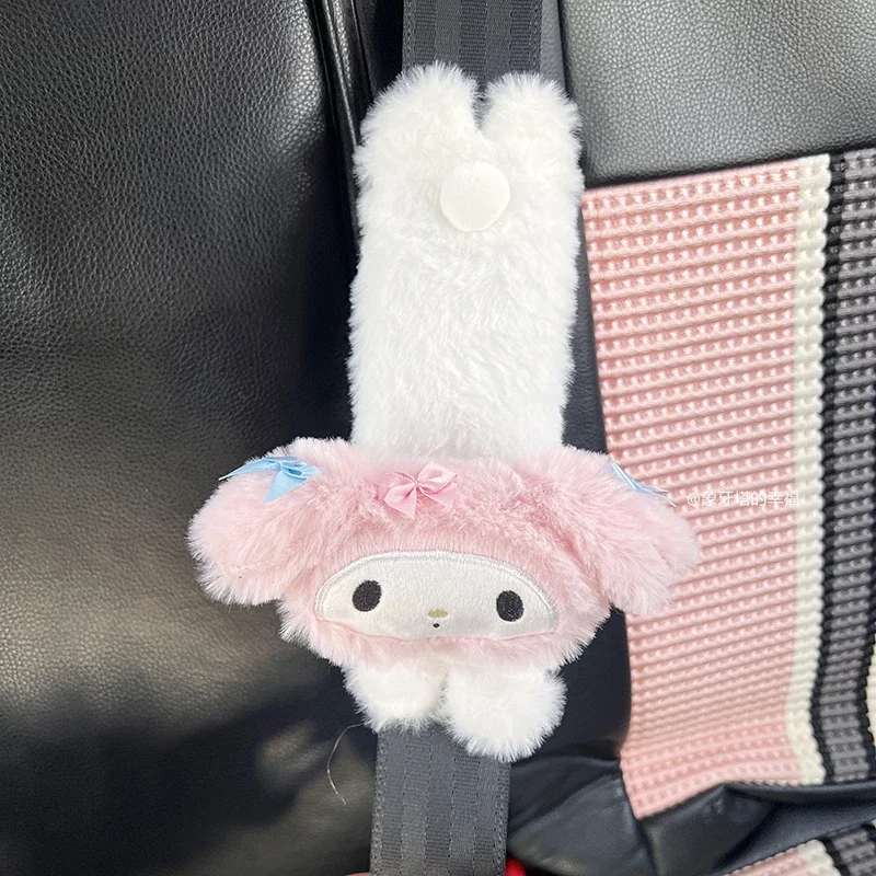 Lovely My Melody Headrest Seat Belt Cover for Car Seat Japanese Style Car Decoration Kawaii Back Cushion Pillow Xmas Gift Girl