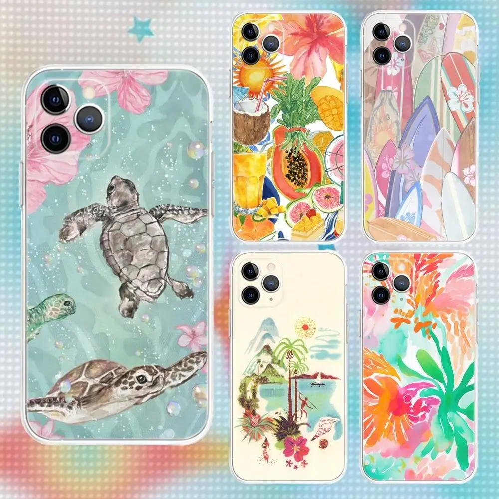 

Ocean Seaside Summer Phone Case For iPhone 17,16,15,14,13,12,11 Pro,Max,Plus,Air,X,XS,XR,SE,Mini Transparent Soft