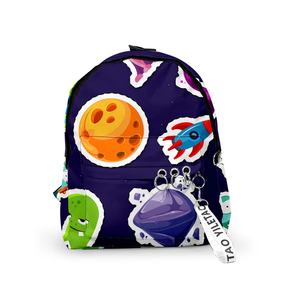 Trendy Popular Funny Planet Space School Bag Cute Small Travel Bags 3D Print Oxford Waterproof Key Chain Notebook Backpacks