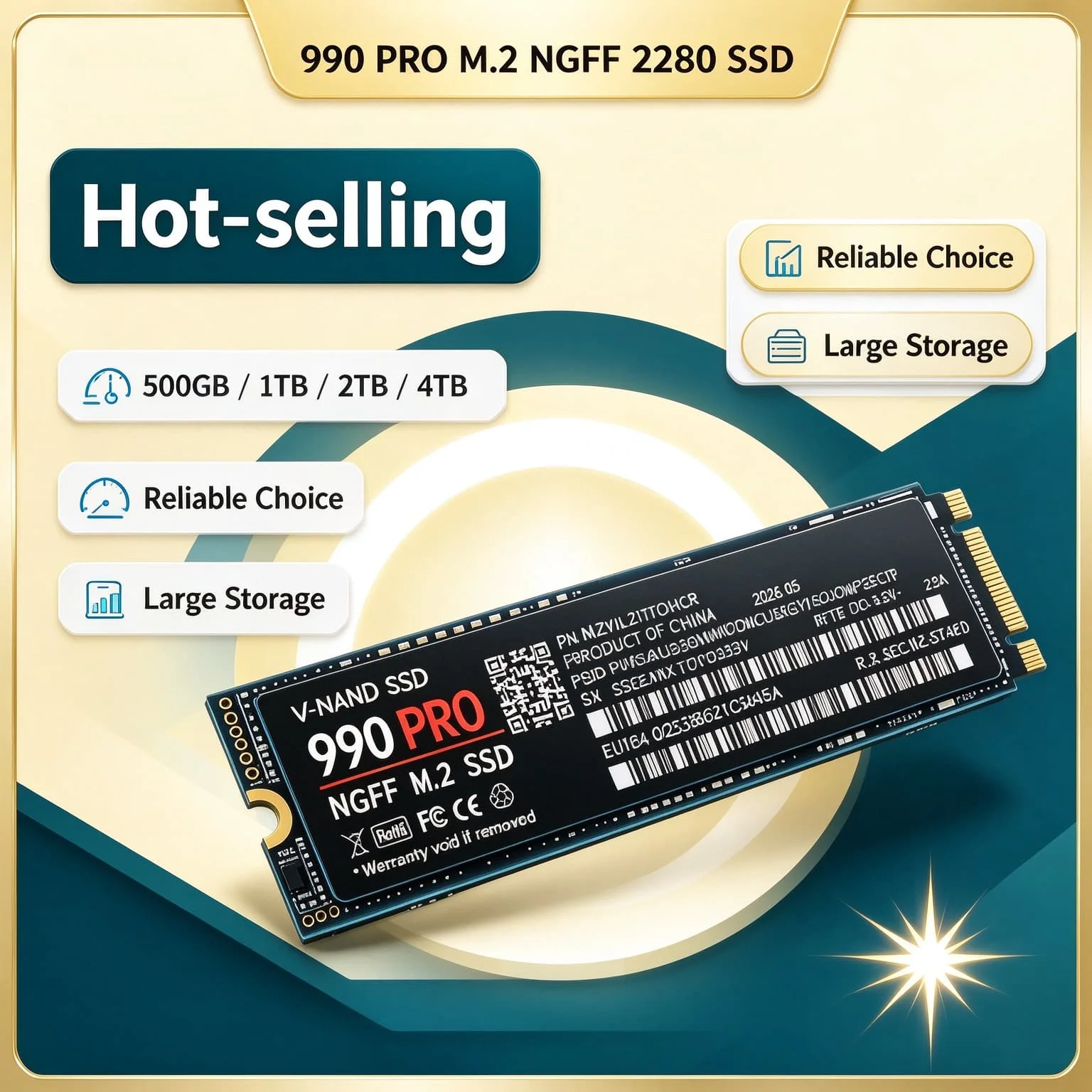 SSD 990PRO NGFF M2 SATA3 500GB 1TB 2TB 4TB Inside Solid State Drive Internal Fast Hard Disk PC Drive Laptop Desktop Computer