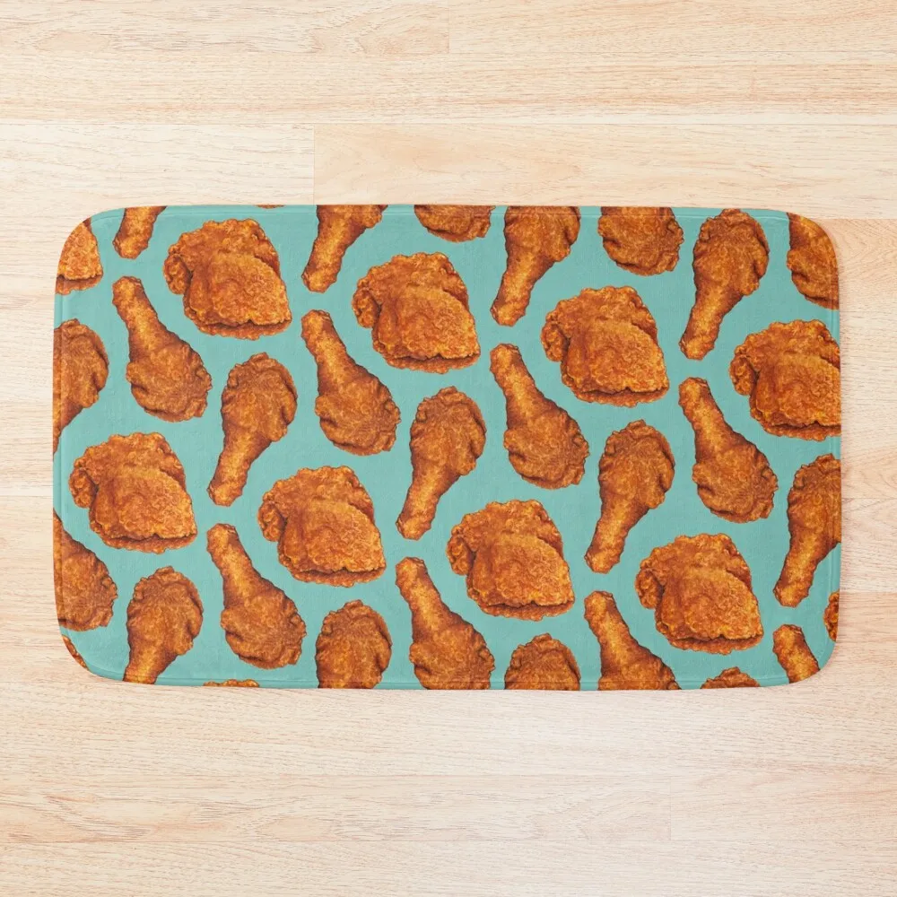 

Fried Chicken Pattern - Blue Bath Mat Bathroom Absorbent Quick Dry Living Room Rug Bathroom Utensils Kit Bathroom Mat
