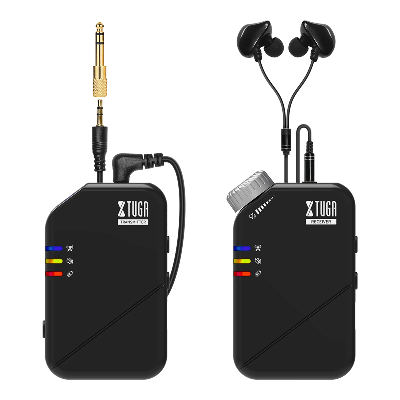 

XTUGAJ02s Wireless in Ear Monitor System 2.4G Mini Stereo IEM System Low Latency One Transmitter More Receiver Stage Singer Band