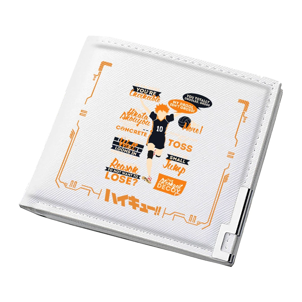 هايكيو!! Karasuno VBC أنيمي قصيرة محفظة بولي Cartoon الجلود الكرتون المحافظ الأبيض حاملي بطاقات الهوية للجنسين المال حقيبة الفتيات حقيبة صغيرة مخلب #6