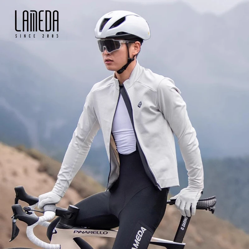 LAMEDA New Cycling Jersey Autumn Winter 5-10℃ Man Fleece Warm Windproof MTB Road Bicycle Top Clothes