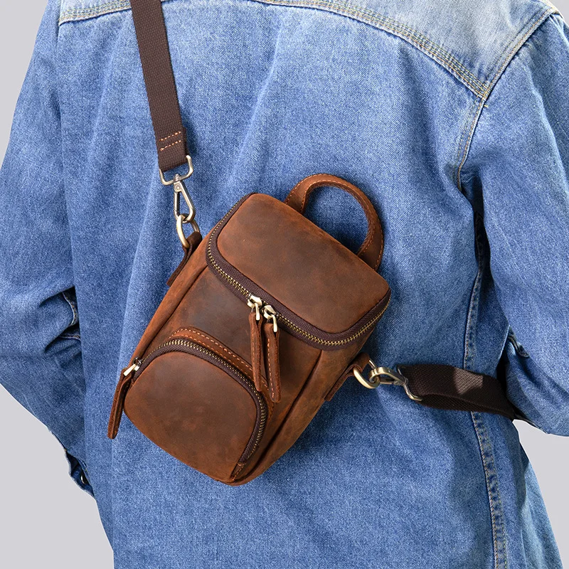 

Uniqe Style Leather Shoulder Bag Crossbody Genuine Leather Men's Bags Phone Pouch Bag Outside Vintage Male Bag Dropshipping