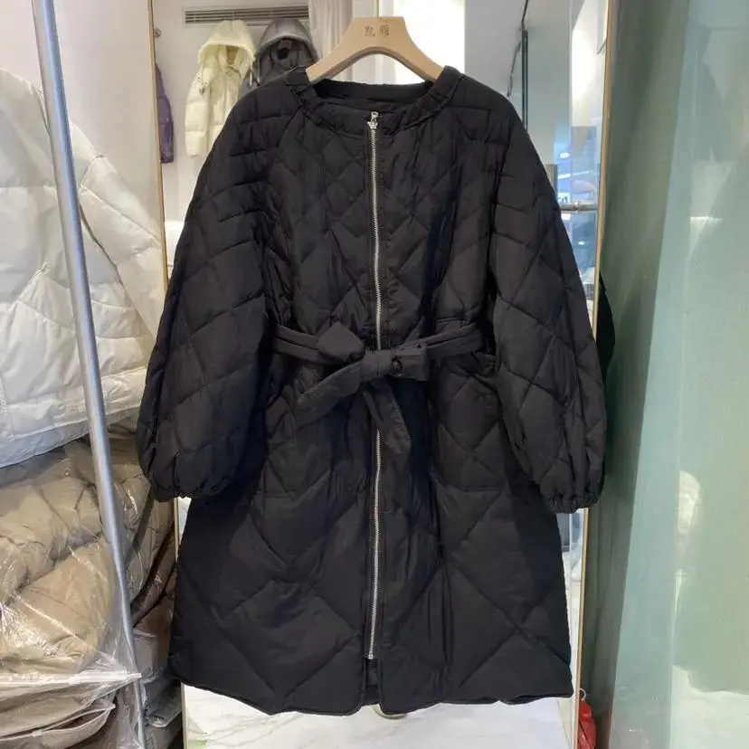 Winter nieuwe dames donsjack woon-werkverkeer Diamond Grid gebonden witte eend donsjack