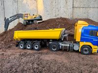 1/14 Tamiya Dump Truck 2-axis Hydraulic Tipper Trailer for 1/14 Tamiya RC Truck Scania R620 Actros Volvo MAN LESU DIY Parts