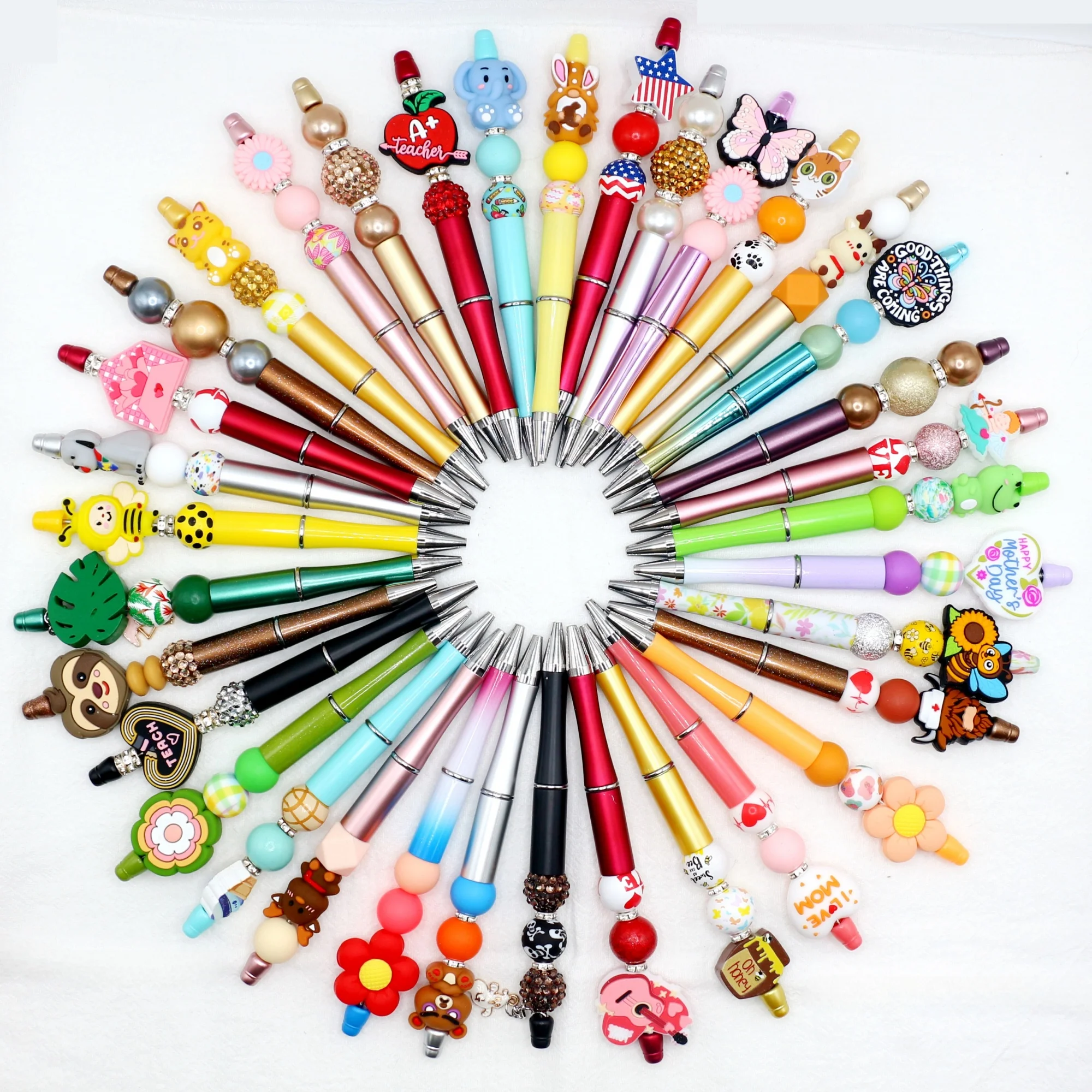 

5PCS/10PCS/20PCS Creative and Fun Plastic Material Beaded Ballpoint Pen (Random Style), Cute Office and Study Supplies