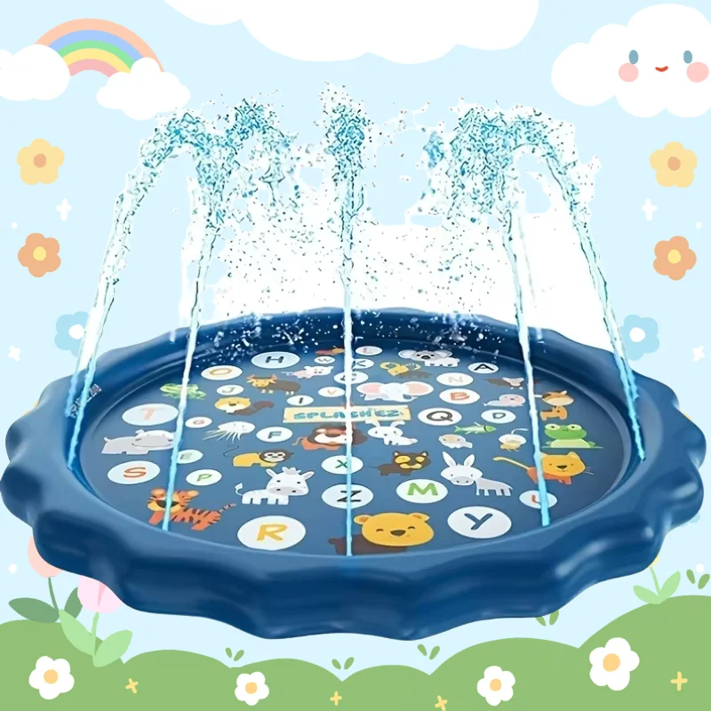 

170cm Splash Pad for Kids Outdoor Sprinkler Play Mat Toys Inflatable Wading Pool Extra Large Thicker Thickness Summer Funny Toys