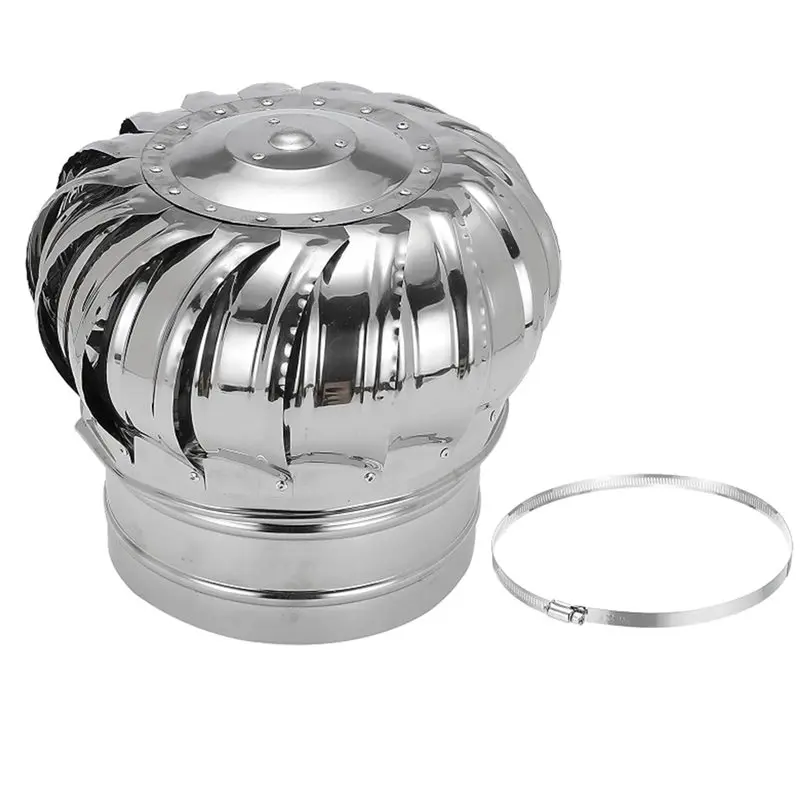 AB33-Stainless Steel Roof Exhaust Cap Flue Vent, Rotating Wind Turbine Chimney Cover For Outside Roof Vents