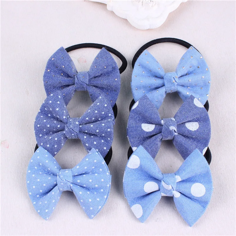 Children hair rope denim bow rope rope point hair ornaments Yiwu small fresh hand tendons wholesale