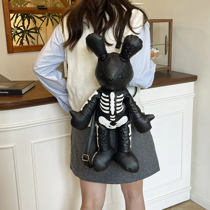 

Luxury Fashion Niche Trendy Plush Animal Girls Backpack Designer New Funny Skeleton Backpack For Women Street Style Bag