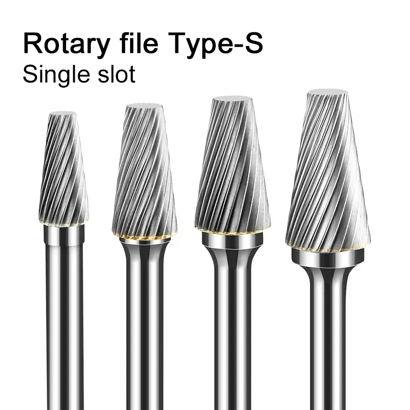 S-shaped Rotating Cutter Conical Flat Head Hard Tungsten Steel Wood Carving Tool Grinding Head Milling Cutter