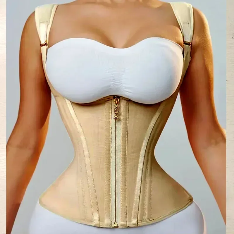 Body Shaper Shapewear Women Double Tummy Control Compression Waist Trainer Corset Adjustable Zipper and Hook-eyes Flat Belly