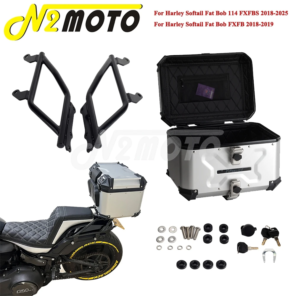 

Для Harley Softail Fat Bob FXFB FXFBS 18-25 Pan America ADV Style Верхние чехлы с быстросъемной монтажной пластиной Хвостовая коробка мотоцикла