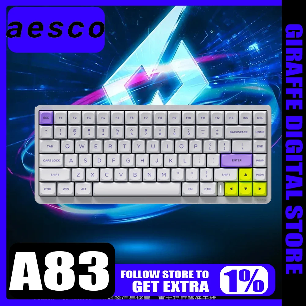 New Aesco A83 Inductive Switch Keyboard 8k Aluminium Alloy Shell Low Latency Wireless Gaming Keyboard Customized PC Gamer Gifts