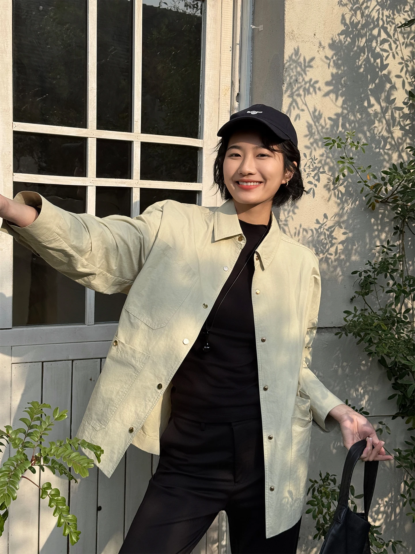 XiaoYa Zhou Loose Casual Commute Spring 2026 New Simple Turn-down Collar Thin Cardigan Coat Women Cotton Long Sleeve