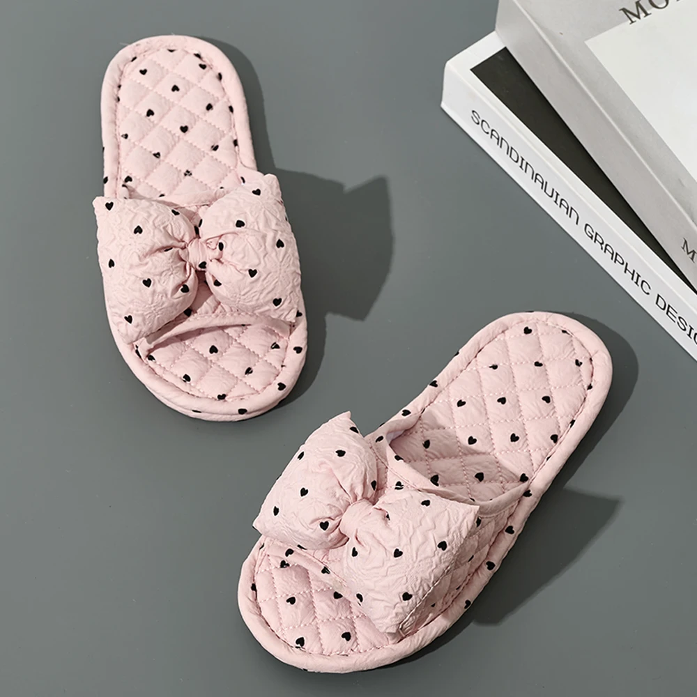 أزياء النساء النعال لينة أسفل القطن الأزهار الطابق أحذية شبشب منزل المضادة للانزلاق أحذية المنزل لطيف القوس شباشب غرفة النوم #2