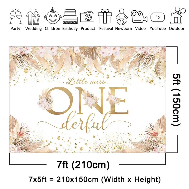 Avezano Boho 1st Geburtstag Hintergrund Rosa Pampas Gras Verpassen Onederful Party Hintergrund Böhmischen Ersten Geburtstag Party Dekorationen