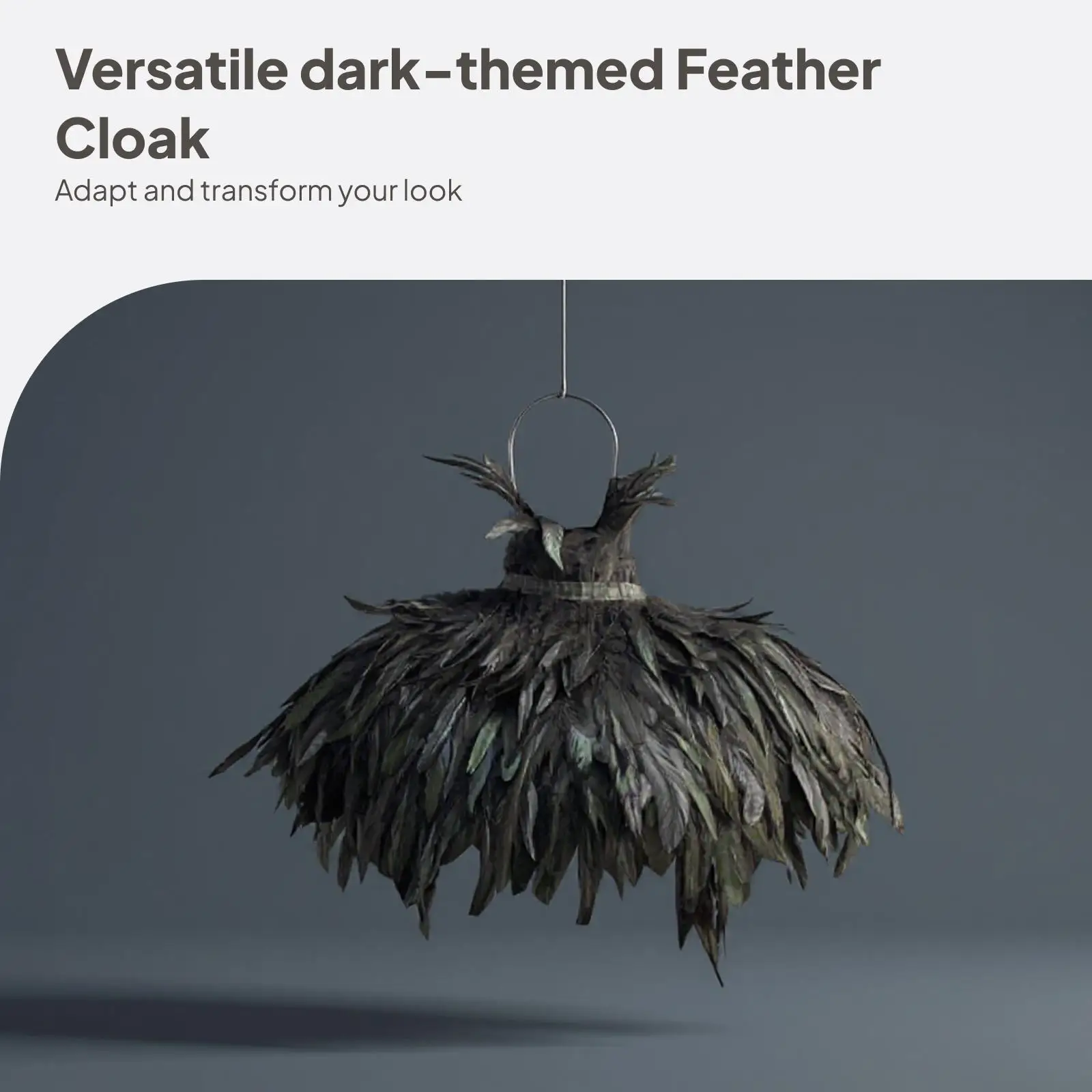 Gothic Style Faux Feather Cloak Woman Halloween Cape Cosplay Masquerade Shawl Shoulder Wrap for Party Holiday Costume