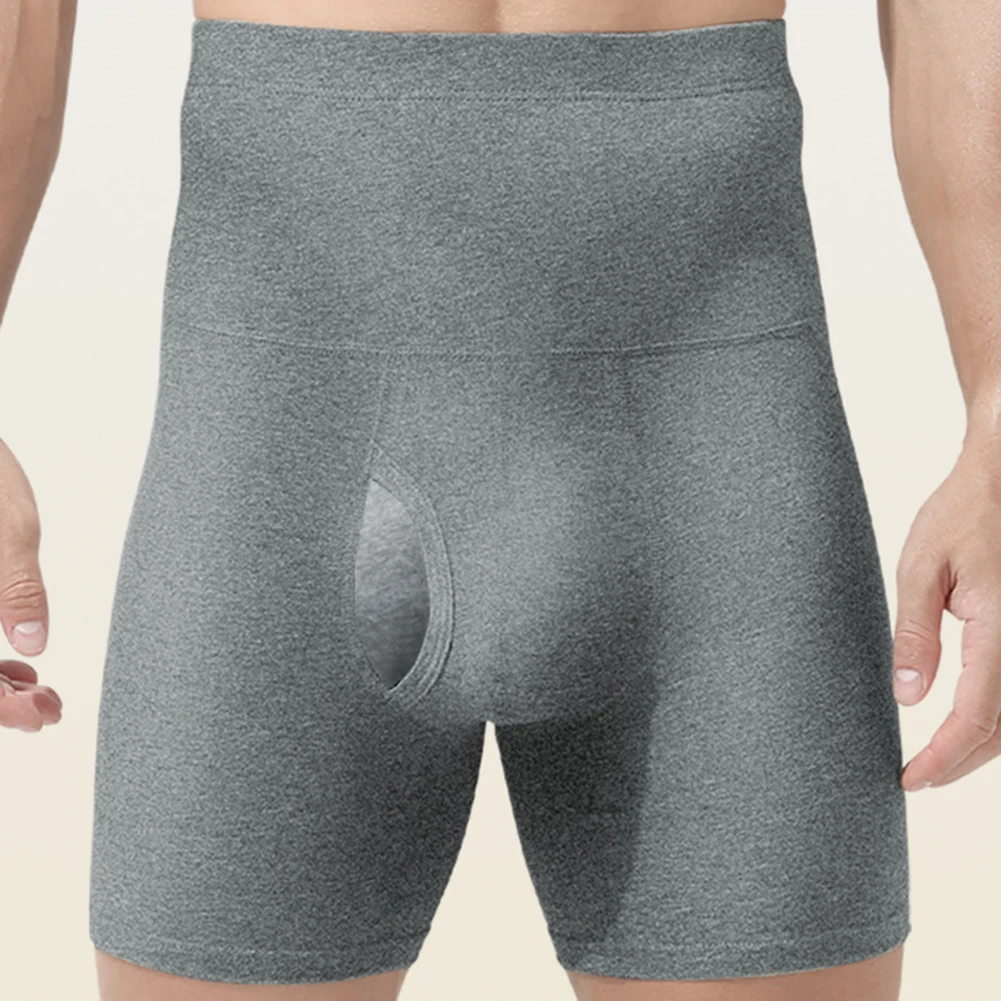 Cuecas boxer masculinas confortáveis de cintura alta com bolsa respirável, cuecas macias de poliéster e elastano para uso estendido