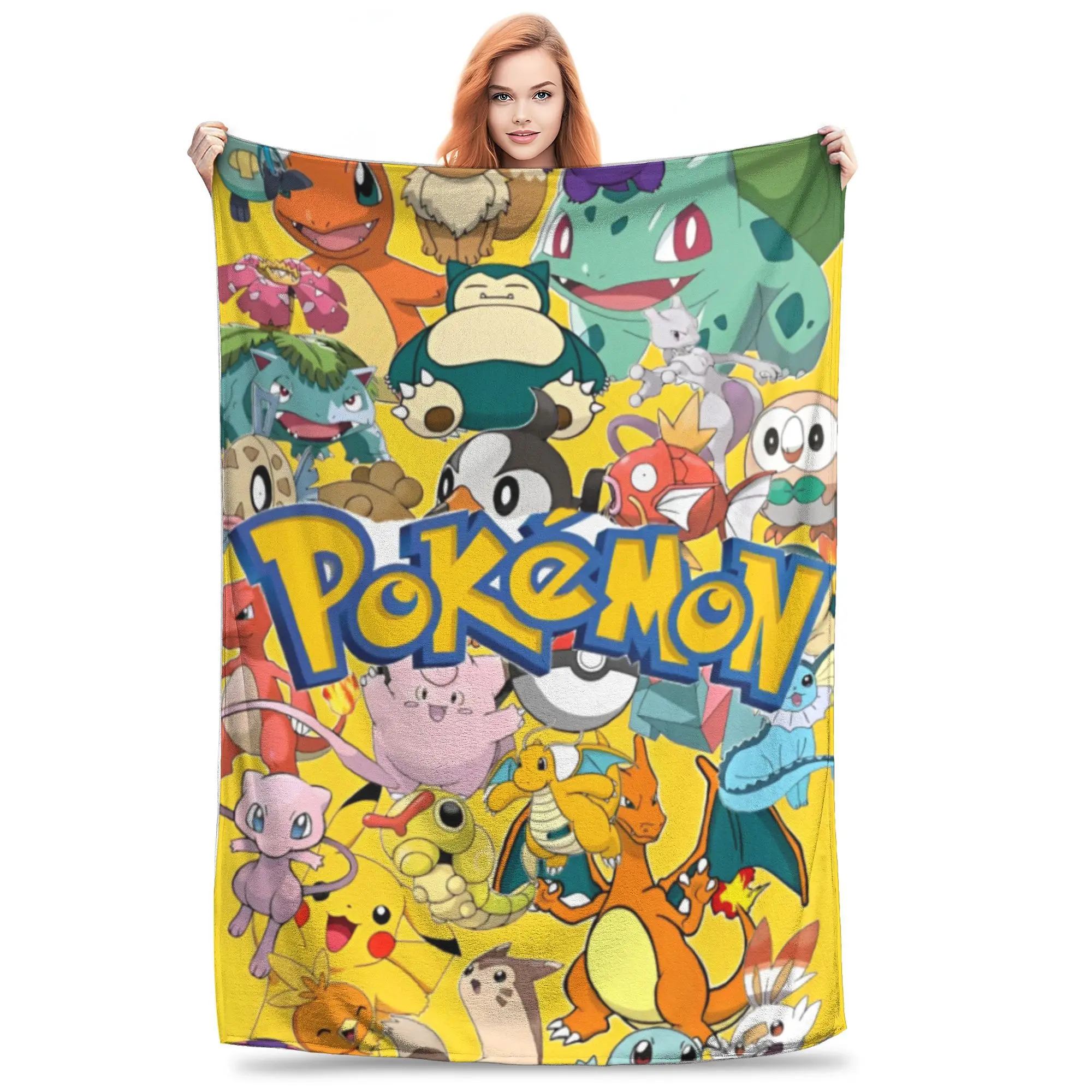 Japanese Anime Pokemon Characters Cartoon Blanket Super Soft Warm  Throw Blankets for Sofa 50x60 Inch Multiple Sizes Quilt